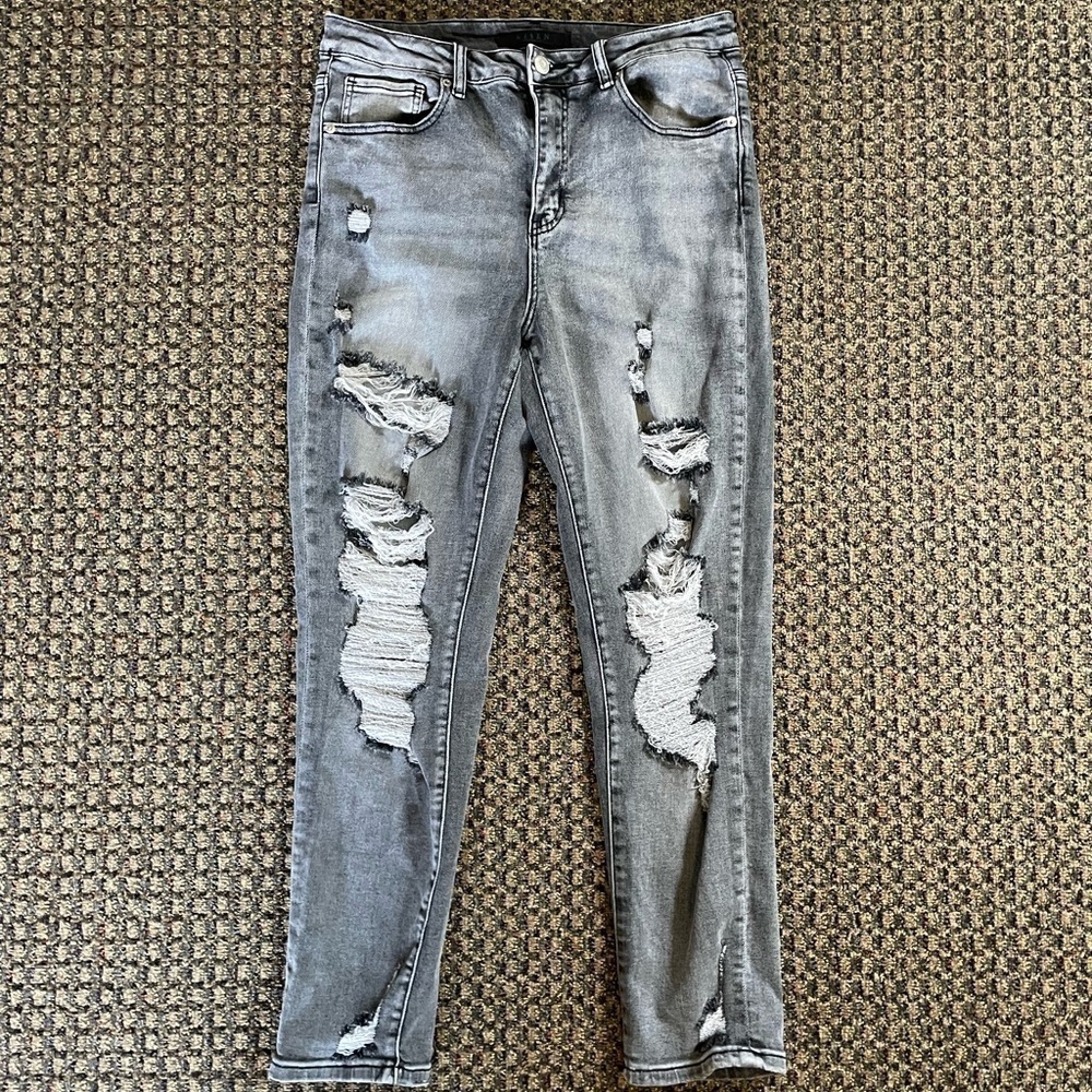 RISEN LOS ANGELES DISTRESSED ROLL UP RELAXED FIT SKINNY JEANS RDP1290 30/11